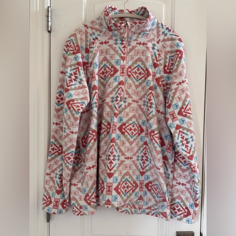 Eddie Bauer 1/4 Zip Pullover Fleece Jacket Women’s 3X Pastel Southwest Western - Picture 2 of 10